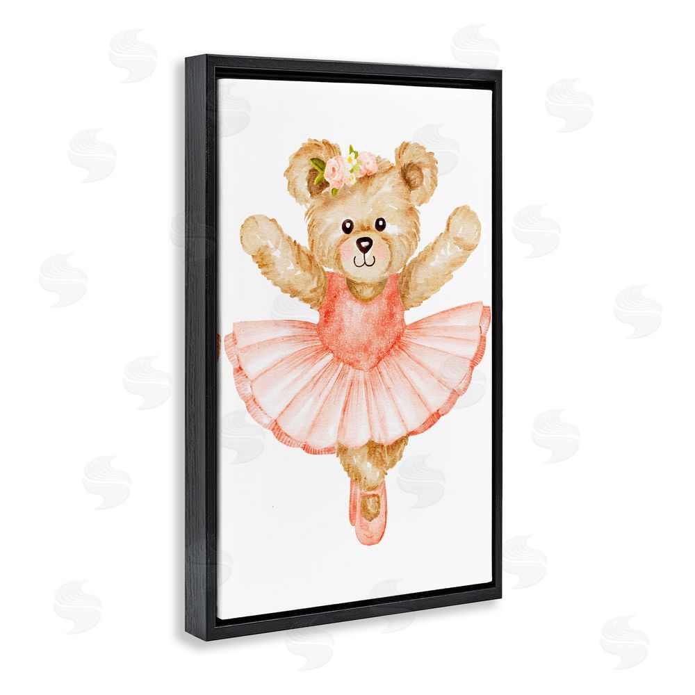 Amy Hall Teddy Bear Ballet Tutu Black Floating Frame Canvas Wall Art Print