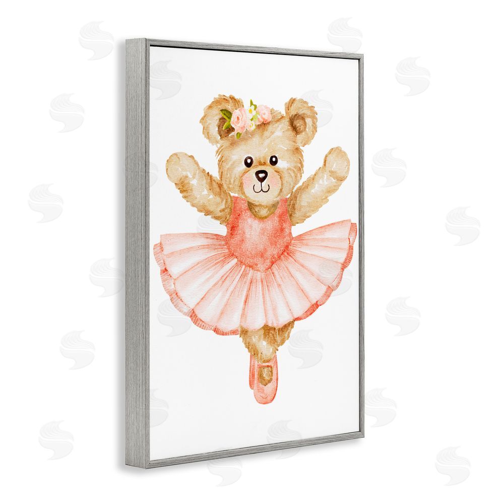 Amy Hall Teddy Bear Ballet Tutu Gray Framed Giclee Print Wall Art