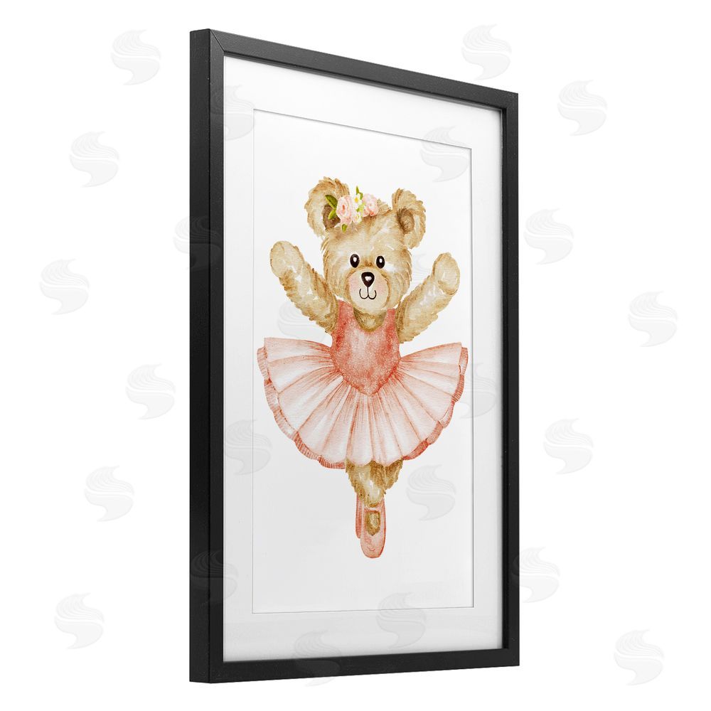 Amy Hall Teddy Bear Ballet Tutu Black Framed Print Under Glass Wall Art