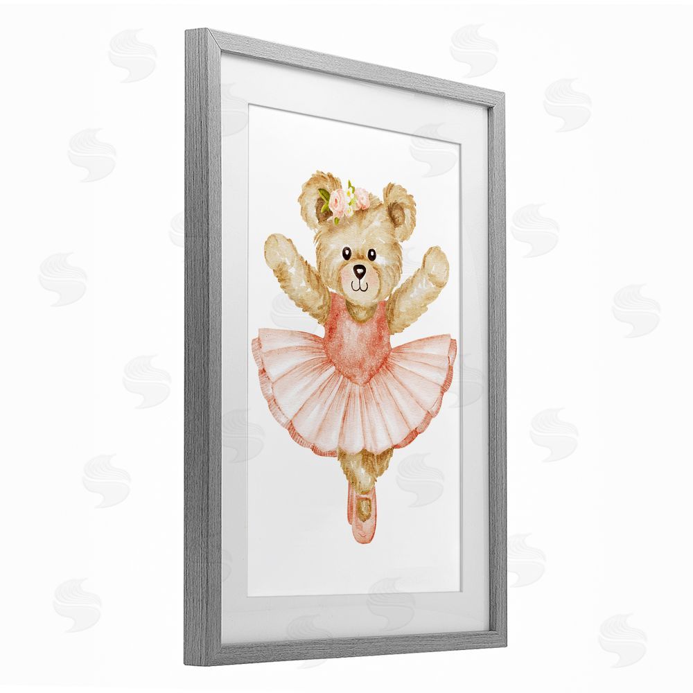 Amy Hall Teddy Bear Ballet Tutu Gray Framed Print Under Glass Wall Art