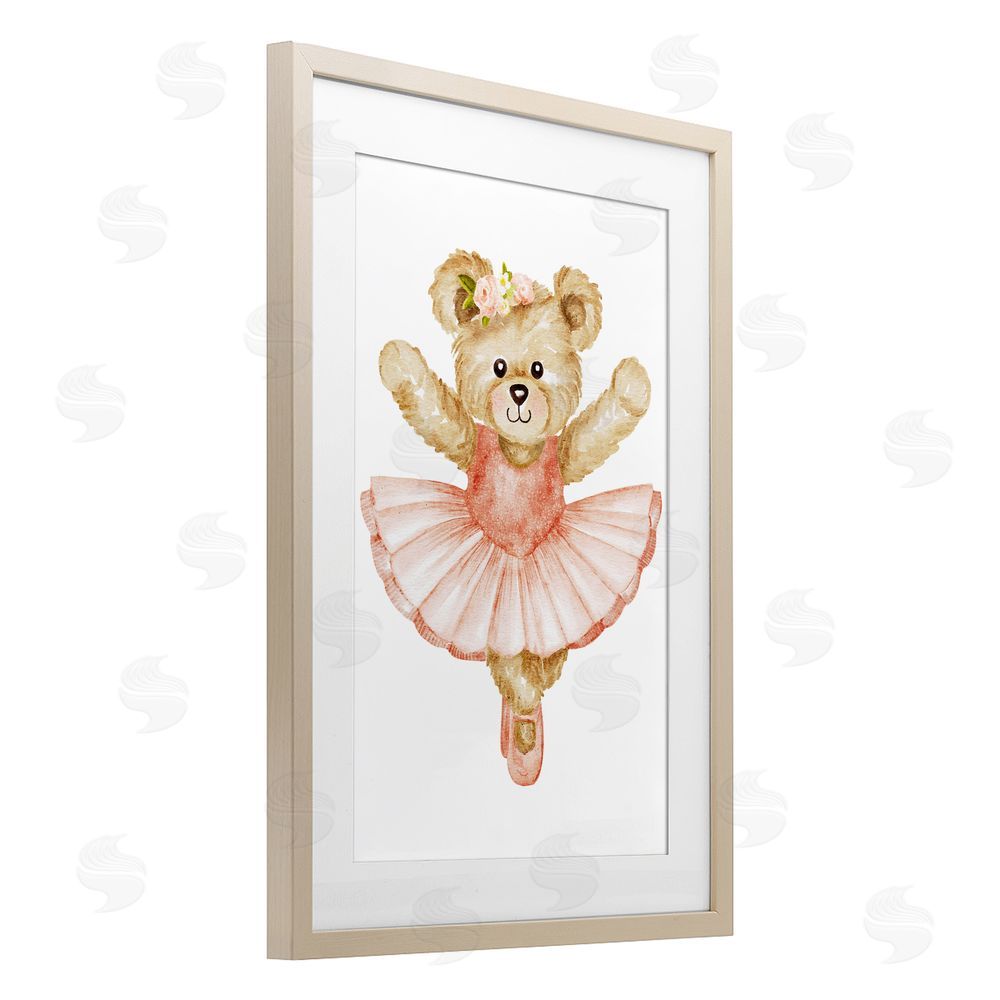 Amy Hall Teddy Bear Ballet Tutu Brown Framed Print Under Glass Wall Art