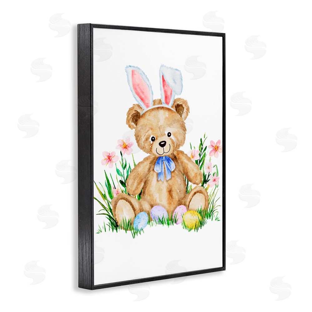 Amy Hall Springy Easter Teddy Bear Black Framed Giclee Print Wall Art