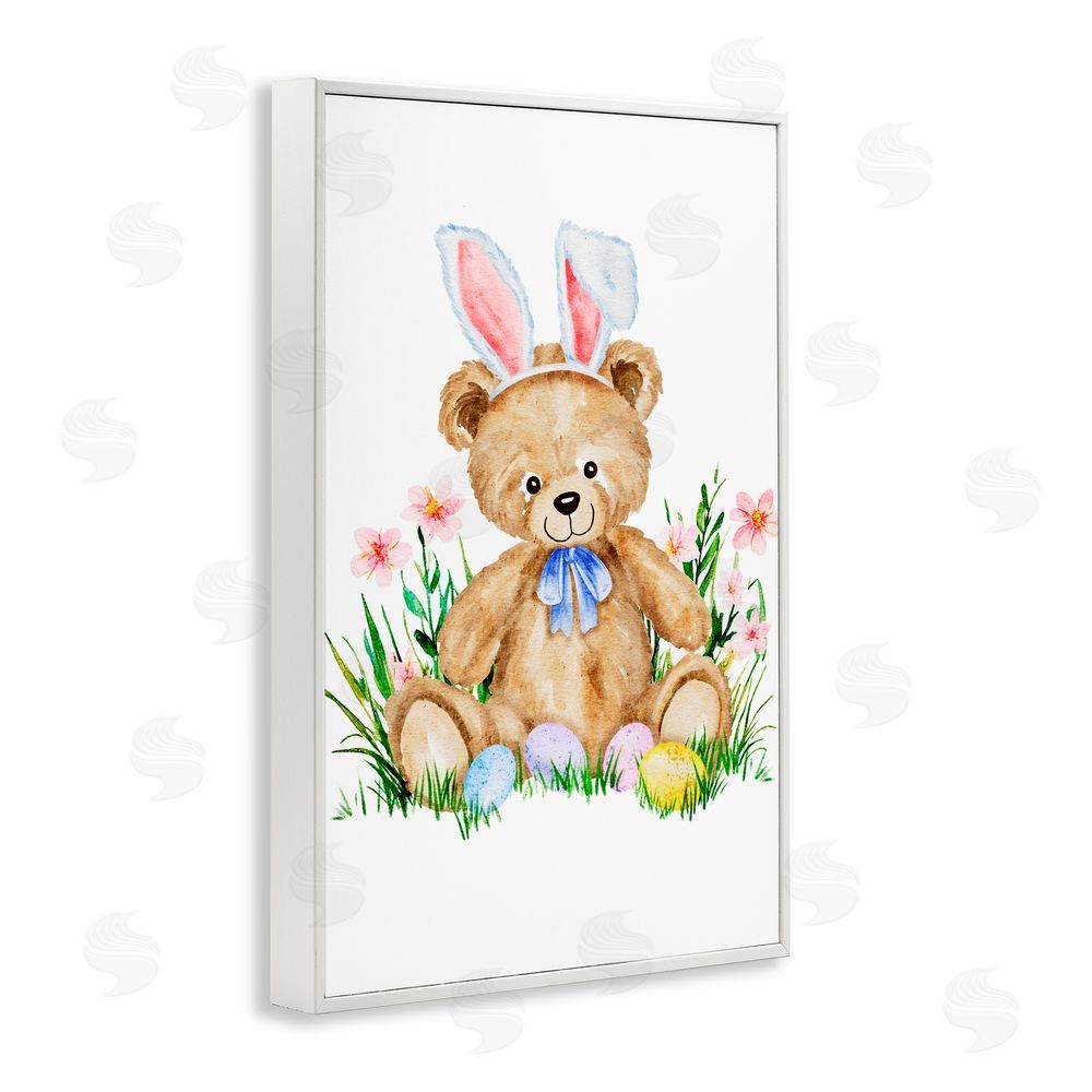 Amy Hall Springy Easter Teddy Bear White Framed Giclee Print Wall Art