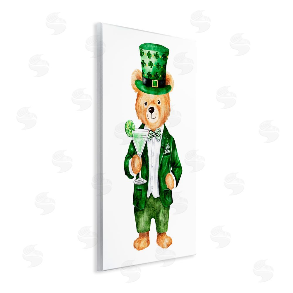 Amy Hall St. Patrick's Day Bear & Cocktail Wall Plaque Art Print