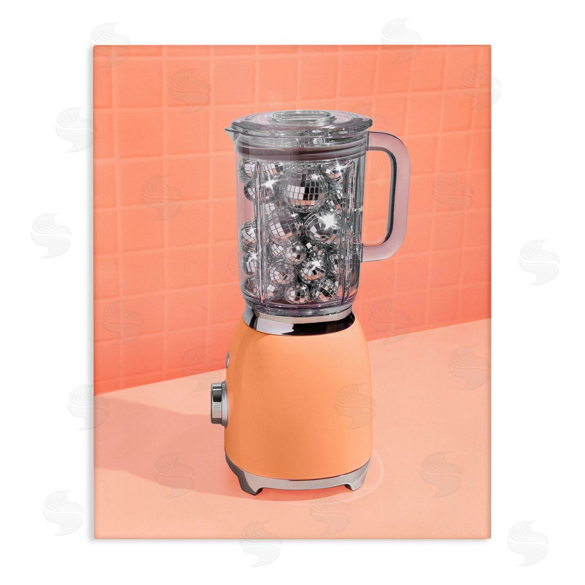 LISH Creative Orange Retro Disco Blender Stretched Canvas Wall Art Print
