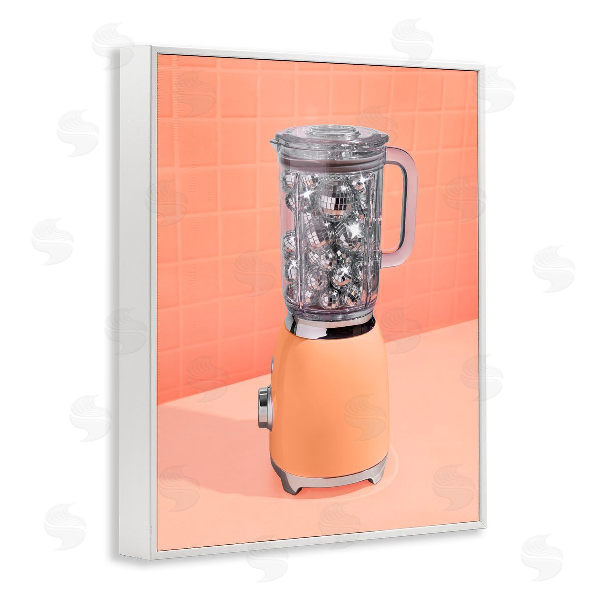LISH Creative Orange Retro Disco Blender White Framed Giclee Print Wall Art