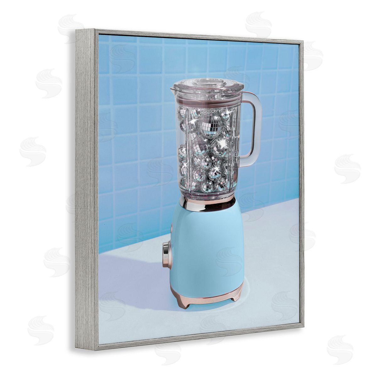 LISH Creative Blue Retro Disco Blender Gray Framed Giclee Print Wall Art