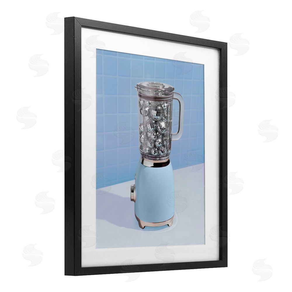 LISH Creative Blue Retro Disco Blender Black Framed Print Under Glass Wall Art