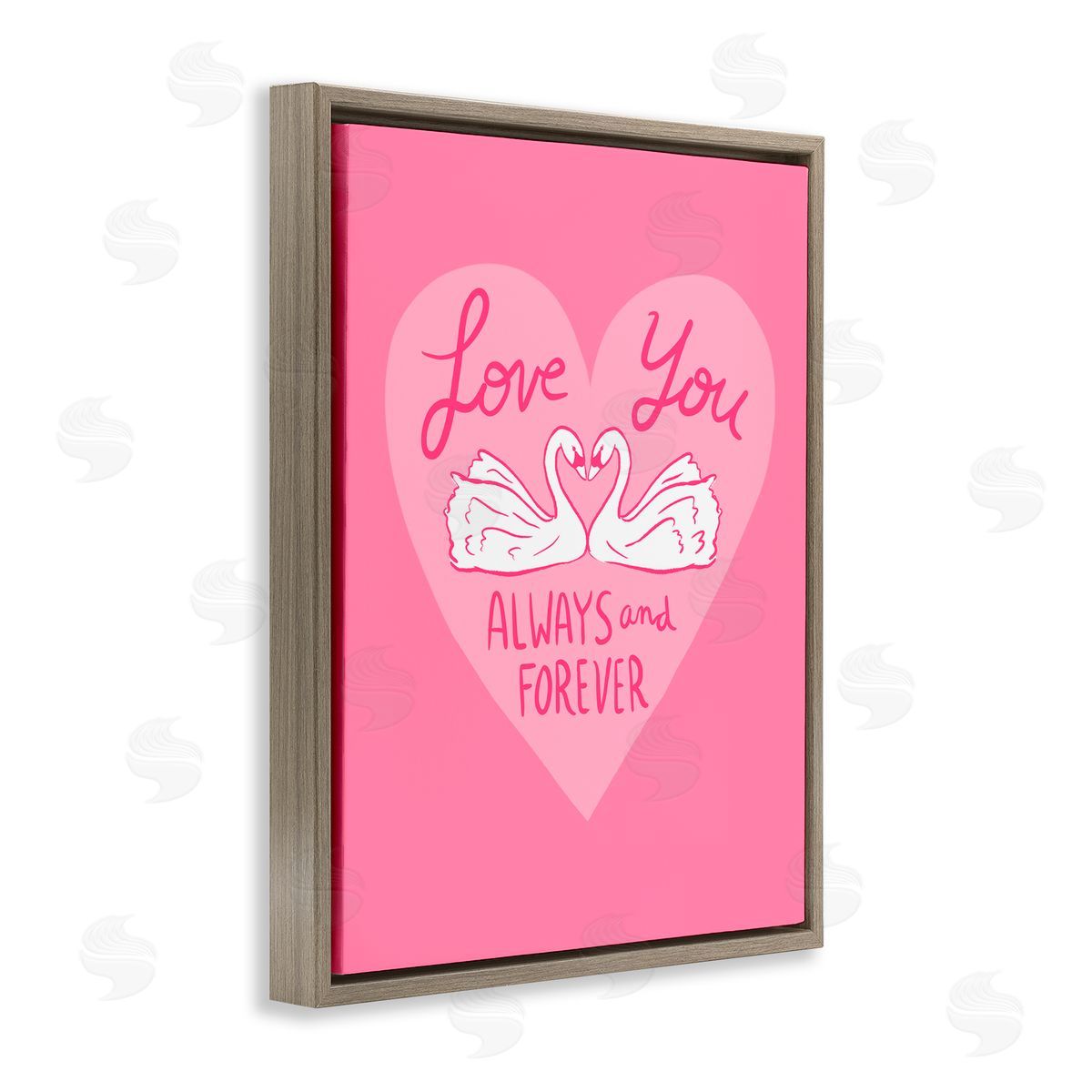 Juliet Meeks Always & Forever Swans Brown Floating Frame Canvas Wall Art Print