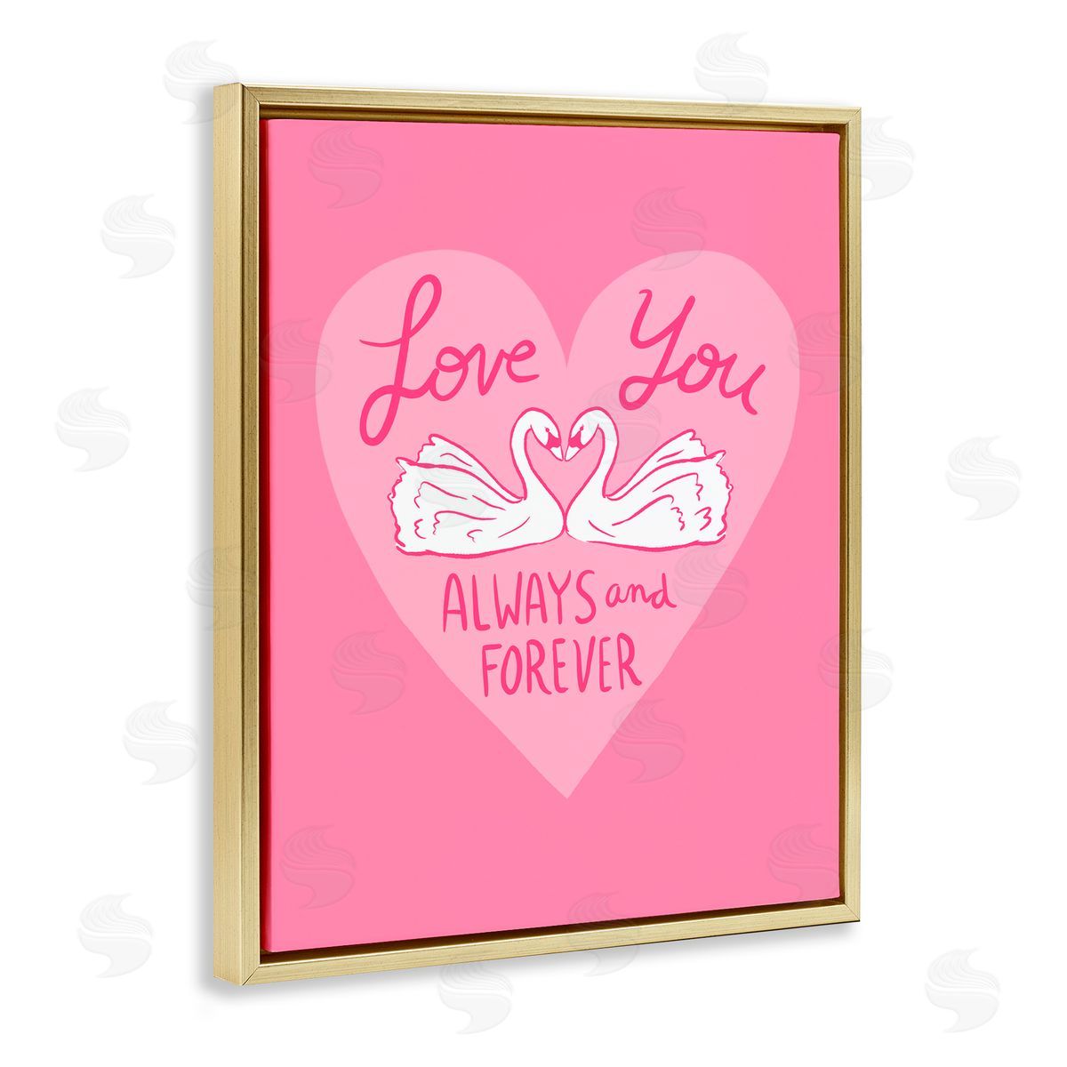 Juliet Meeks Always & Forever Swans Gold Floating Frame Canvas Wall Art Print