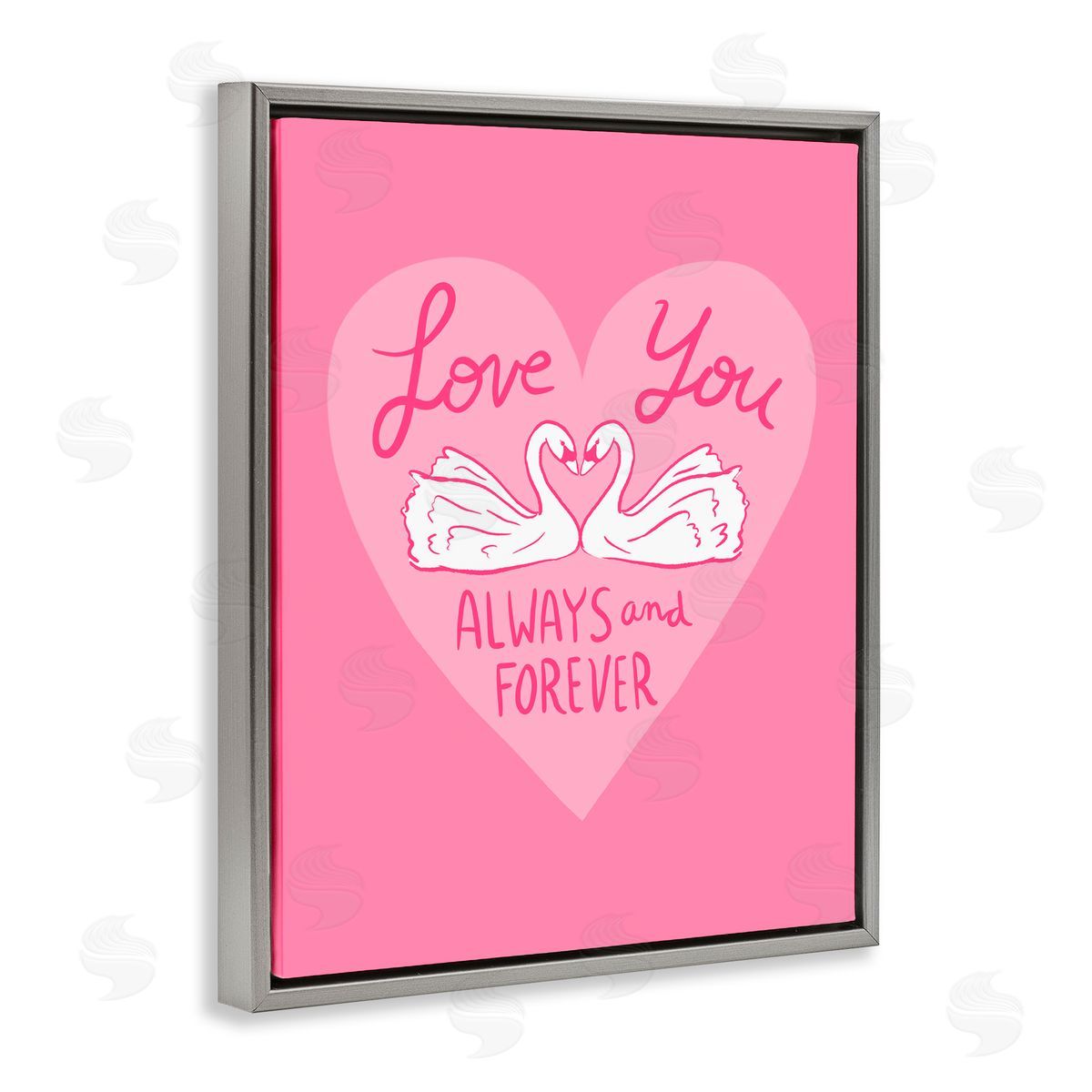 Juliet Meeks Always & Forever Swans Gray Floating Frame Canvas Wall Art Print