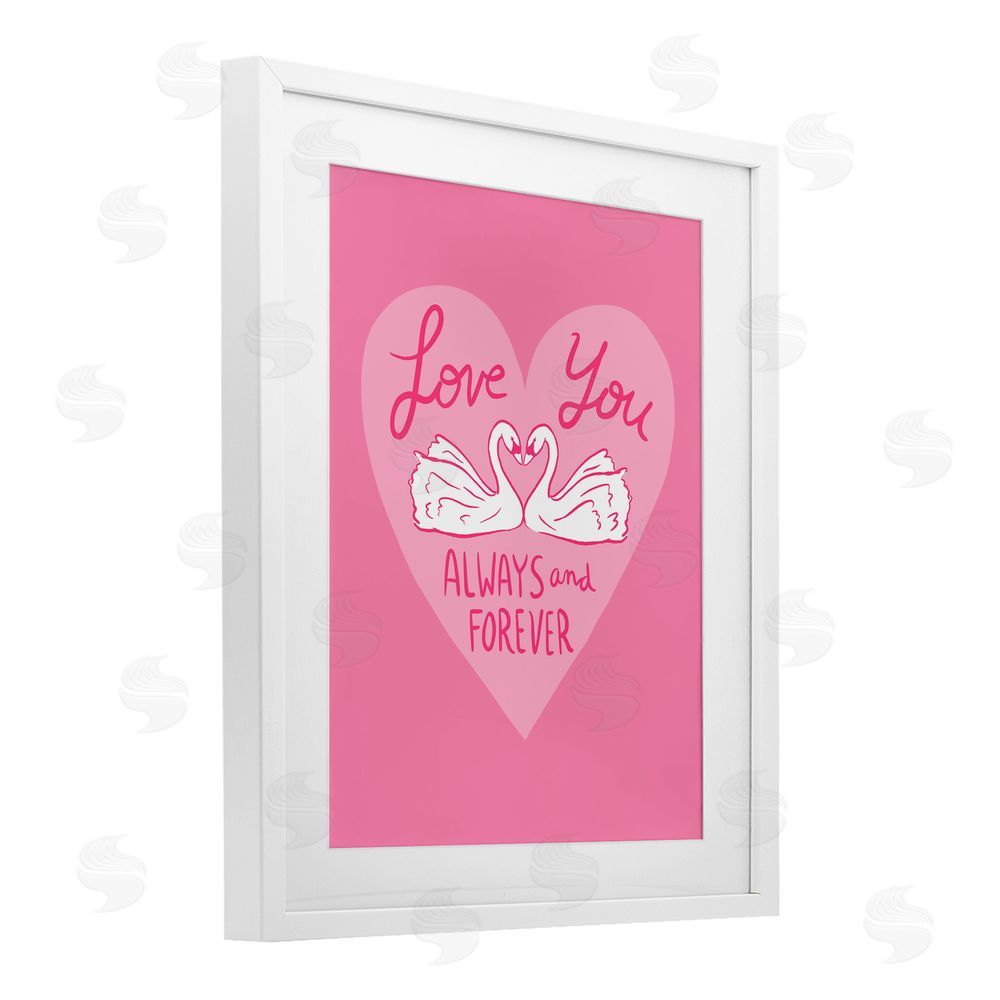 Juliet Meeks Always & Forever Swans White Framed Print Under Glass Wall Art