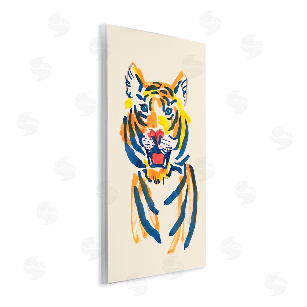 Karolina Sato Tiger Roar Watercolor Wooden Wall Plaque Art Print