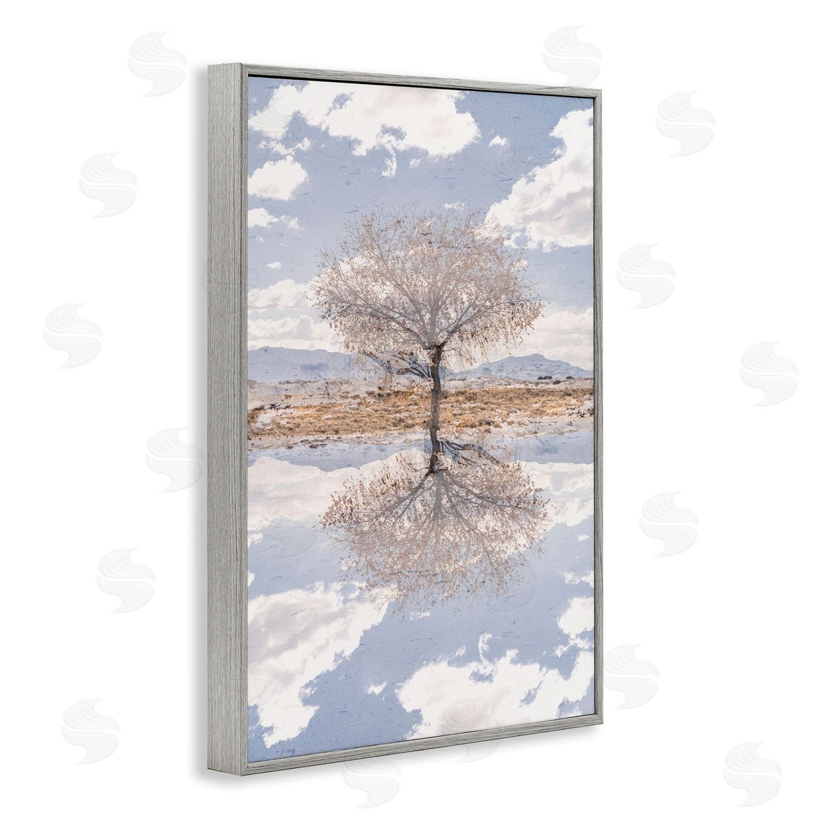 Robin Vandenabeele Lone Tree & Clouds Reflection Canvas Wall Art Print
