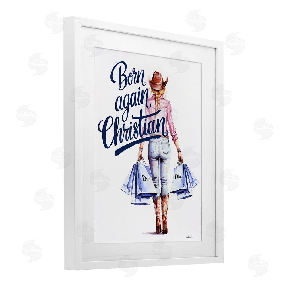 Amanda Greenwood Born Again Christian Cowgirl White Framed Print Under Glass Wall Art