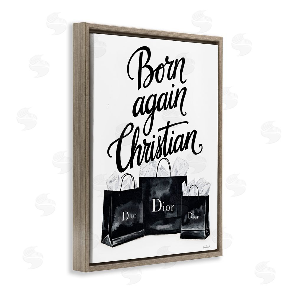 Amanda Greenwood Shopping Born Again Christian Brown Floating Frame Canvas Wall Art Print