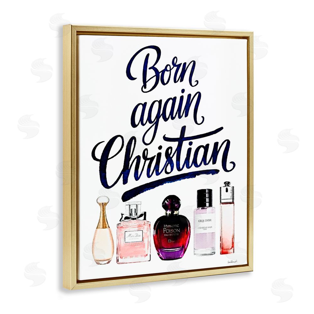 Amanda Greenwood Born Again Christian Skincare Gold Floating Frame Canvas Wall Art Print