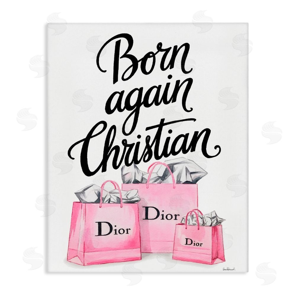 Amanda Greenwood Pink Bags Born Again Christian Stretched Canvas Wall Art Print