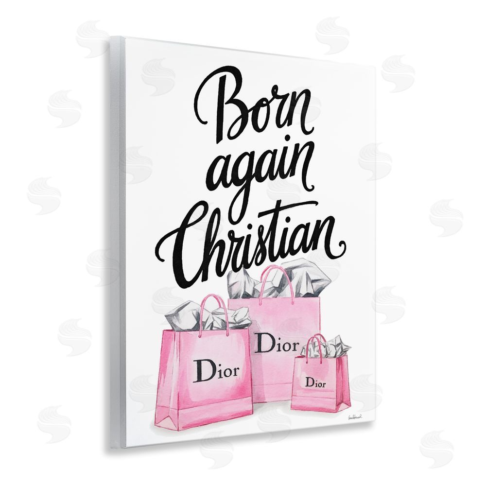 Amanda Greenwood Pink Bags Born Again Christian Wooden Wall Plaque Art Print