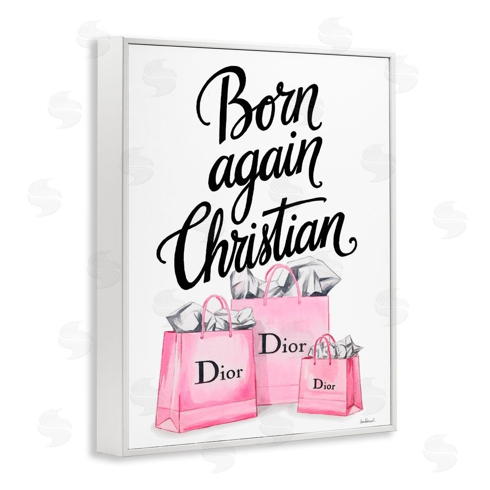 Amanda Greenwood Pink Bags Born Again Christian White Framed Giclee Print Wall Art