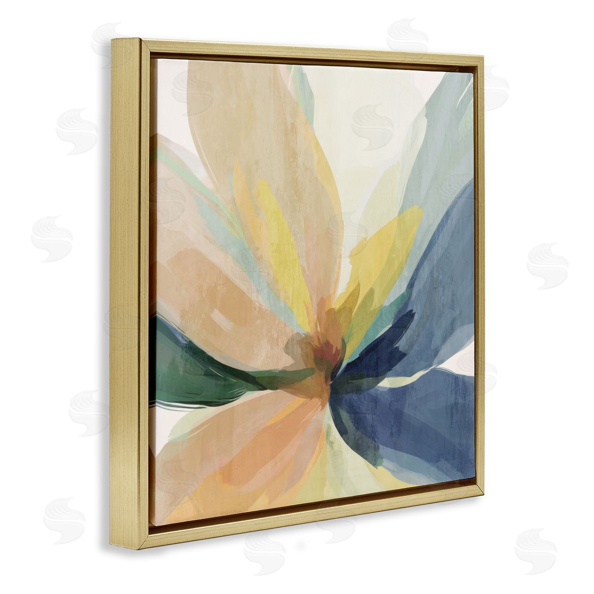 Irena Orlov Flared Abstract Neutral Petals Gold Floating Frame Canvas Wall Art Print