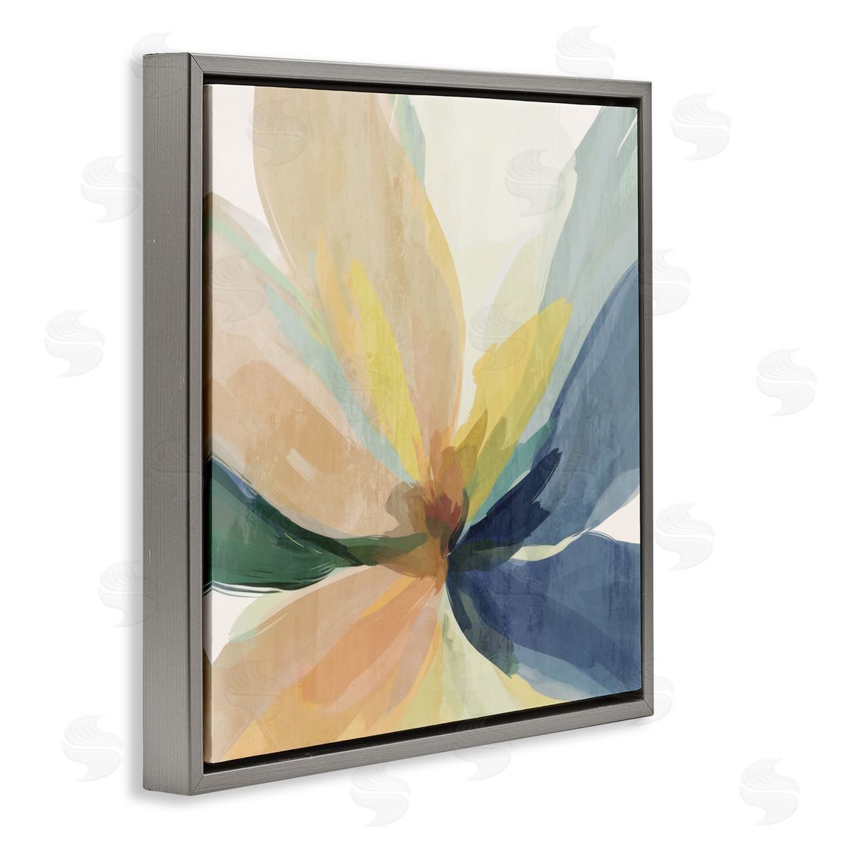 Irena Orlov Flared Abstract Neutral Petals Gray Floating Frame Canvas Wall Art Print