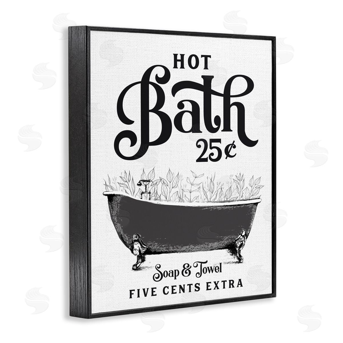 Lettered and Lined Hot Bath with Bubbles Black Framed Giclee Print Wall Art