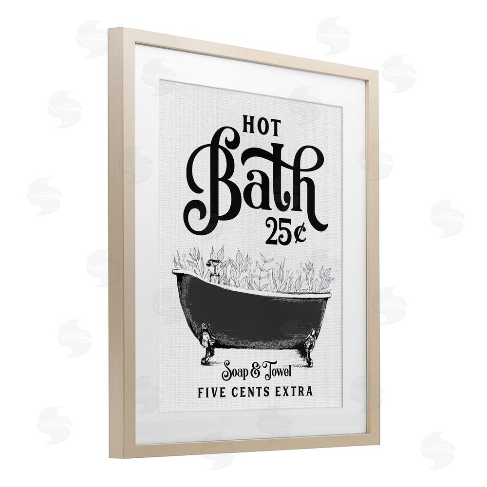 Lettered and Lined Hot Bath with Bubbles Brown Framed Print Under Glass Wall Art