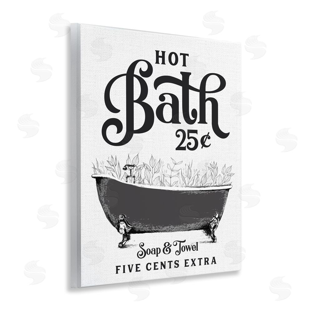 Lettered and Lined Hot Bath with Bubbles Wooden Wall Plaque Art Print