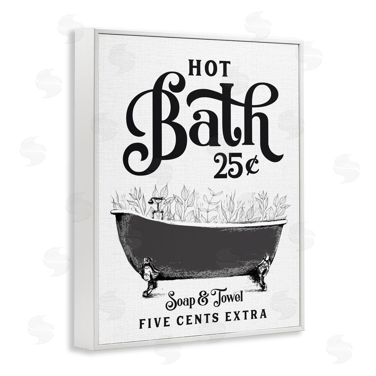 Lettered and Lined Hot Bath with Bubbles White Framed Giclee Print Wall Art