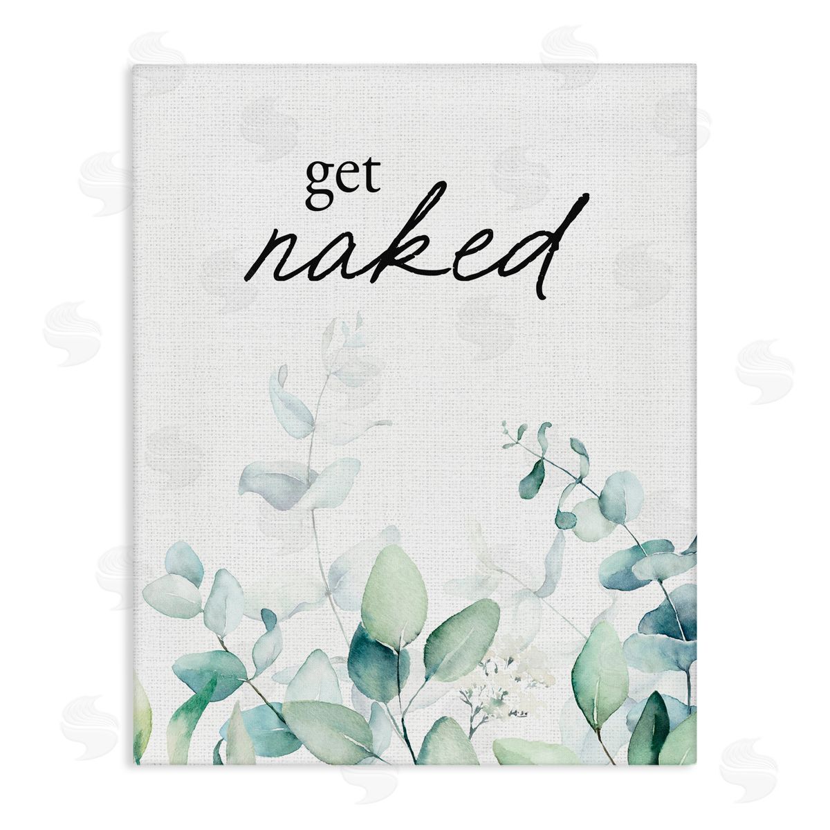 Lettered and Lined Get Naked Minimal Herbs Stretched Canvas Wall Art Print