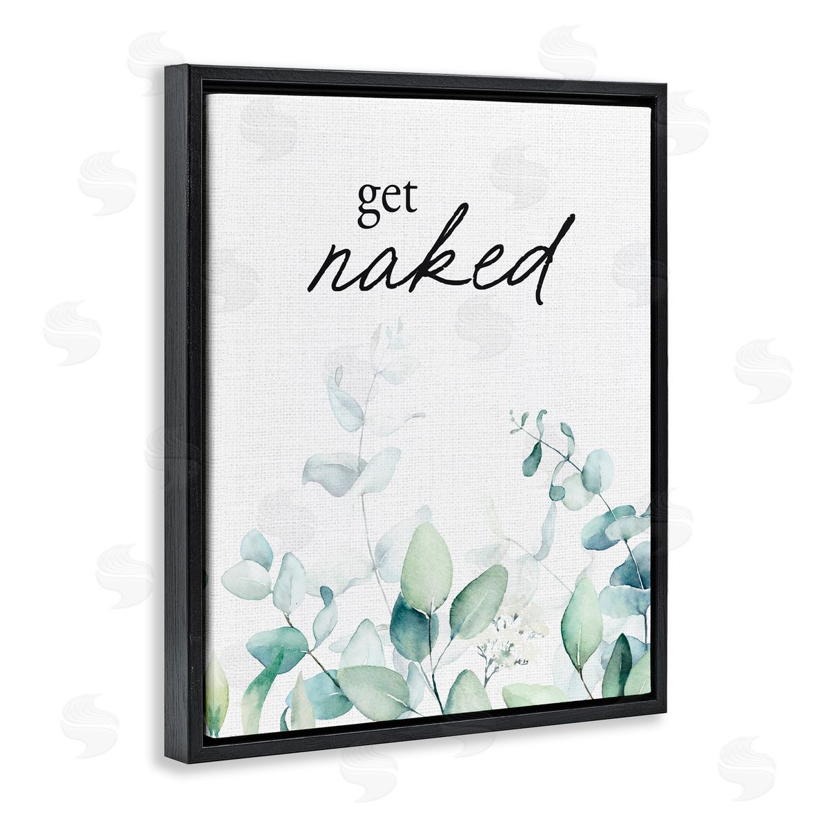 Lettered and Lined Get Naked Minimal Herbs Black Floating Frame Canvas Wall Art Print