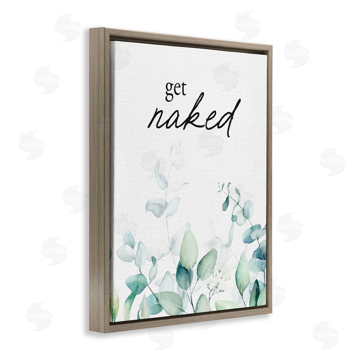 Lettered and Lined Get Naked Minimal Herbs Brown Floating Frame Canvas Wall Art Print