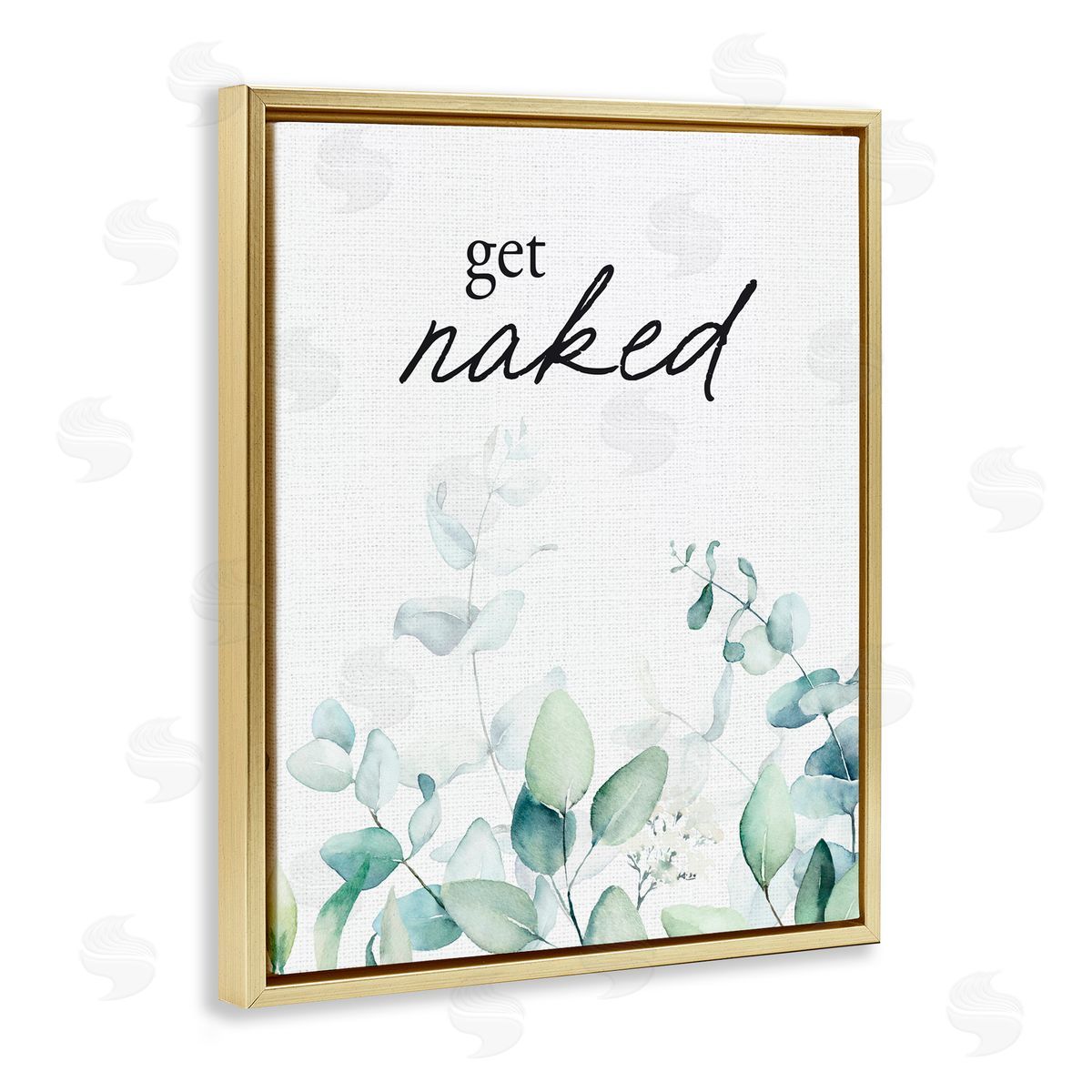 Lettered and Lined Get Naked Minimal Herbs Gold Floating Frame Canvas Wall Art Print