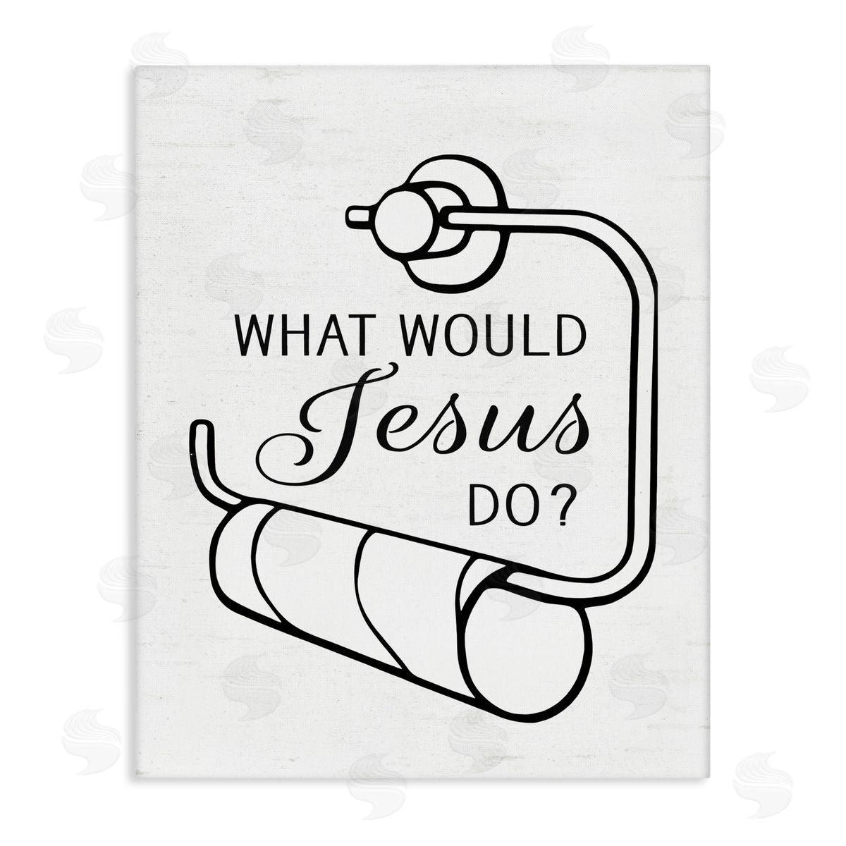 Lettered and Lined What Would Jesus Do Toilet Paper Stretched Canvas Wall Art Print