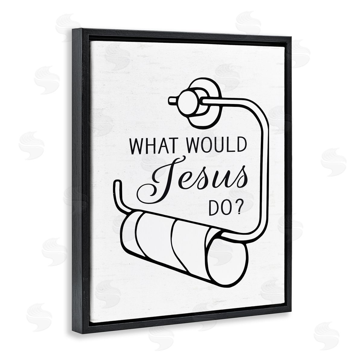 Lettered and Lined What Would Jesus Do Toilet Paper Black Floating Frame Canvas Wall Art Print