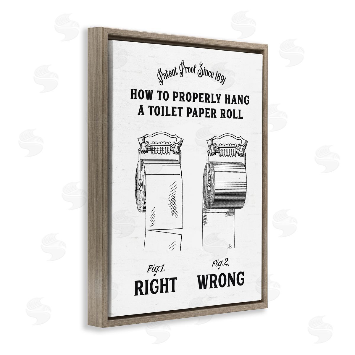 Lettered and Lined Right & Wrong Toilet Roll Brown Floating Frame Canvas Wall Art Print