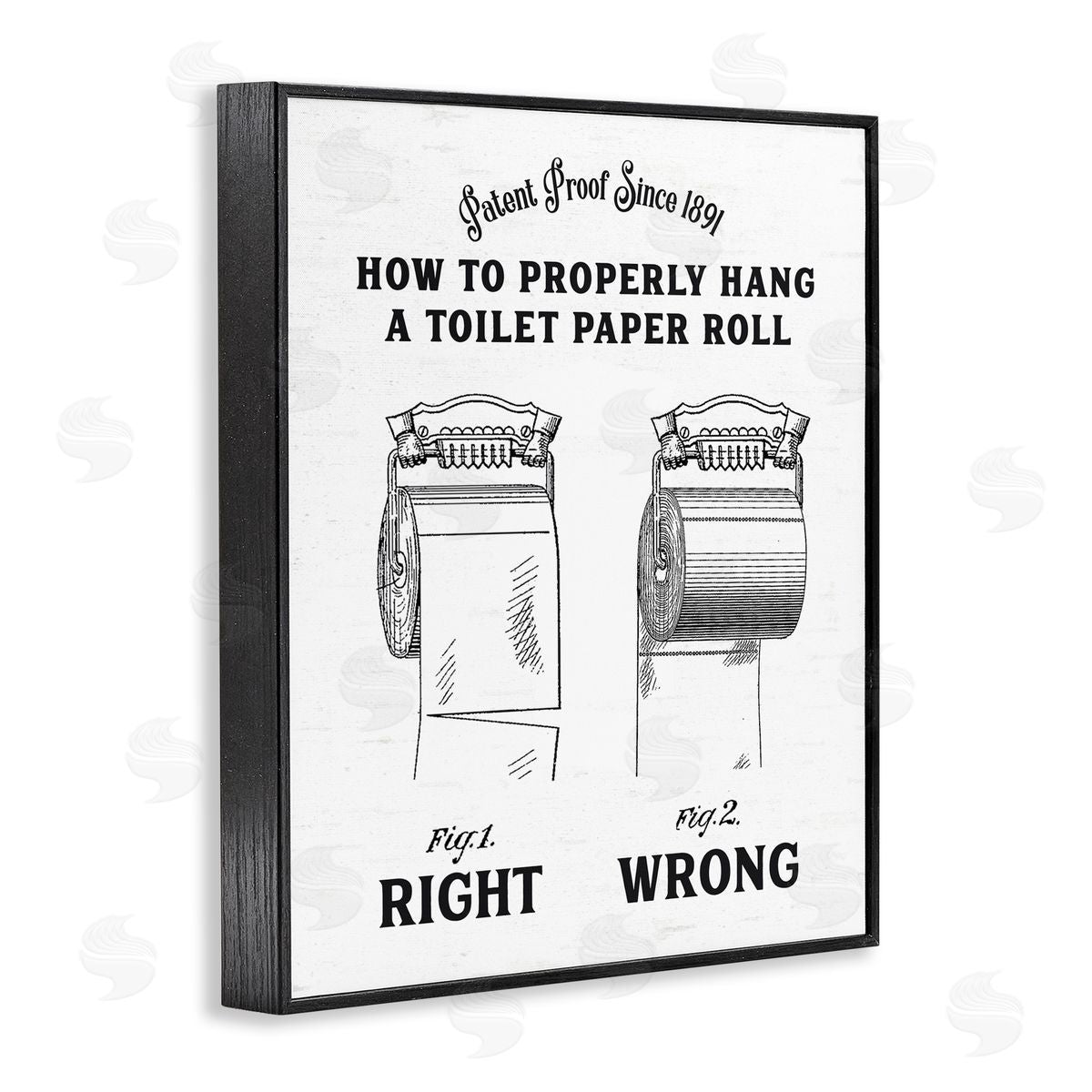 Lettered and Lined Right & Wrong Toilet Roll Black Framed Giclee Print Wall Art