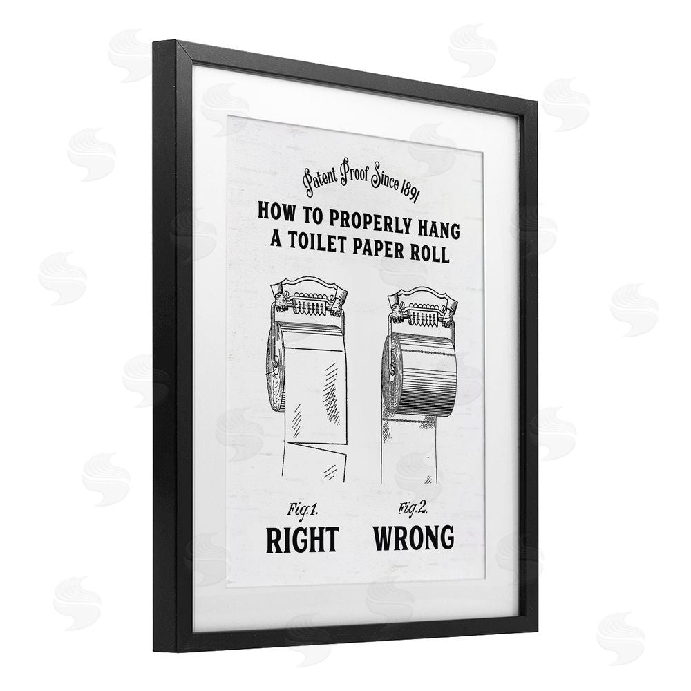 Lettered and Lined Right & Wrong Toilet Roll Black Framed Print Under Glass Wall Art