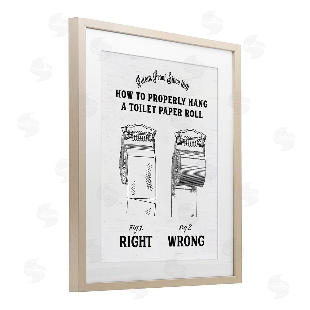 Lettered and Lined Right & Wrong Toilet Roll Brown Framed Print Under Glass Wall Art