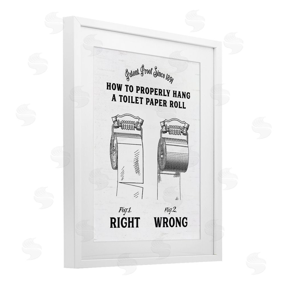 Lettered and Lined Right & Wrong Toilet Roll White Framed Print Under Glass Wall Art
