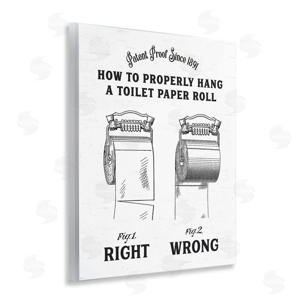 Lettered and Lined Right & Wrong Toilet Roll Wooden Wall Plaque Art Print