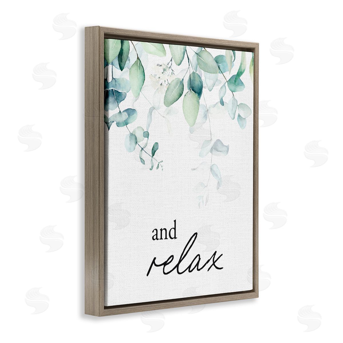 Lettered and Lined And Relax Minimal Herbs Brown Floating Frame Canvas Wall Art Print