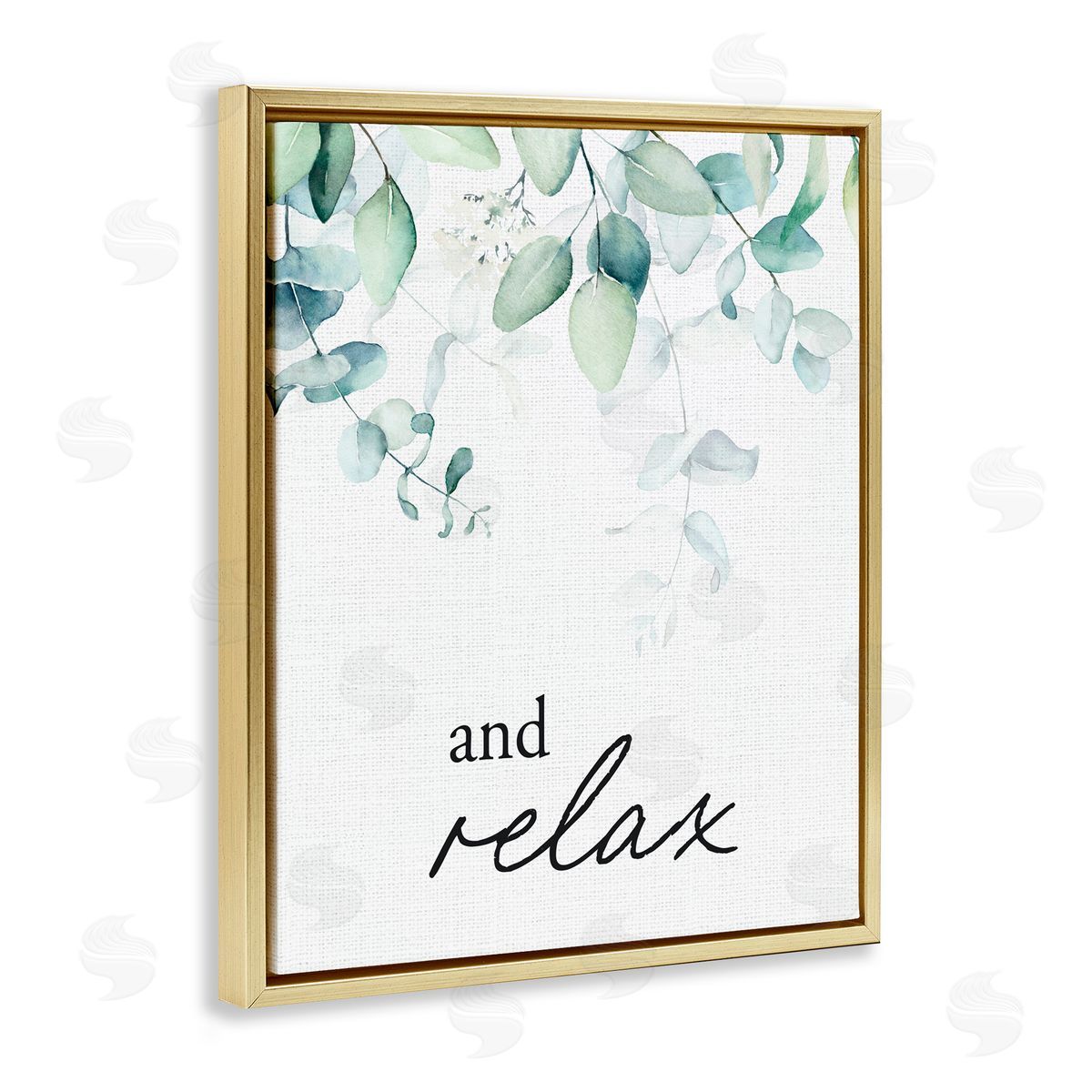 Lettered and Lined And Relax Minimal Herbs Gold Floating Frame Canvas Wall Art Print