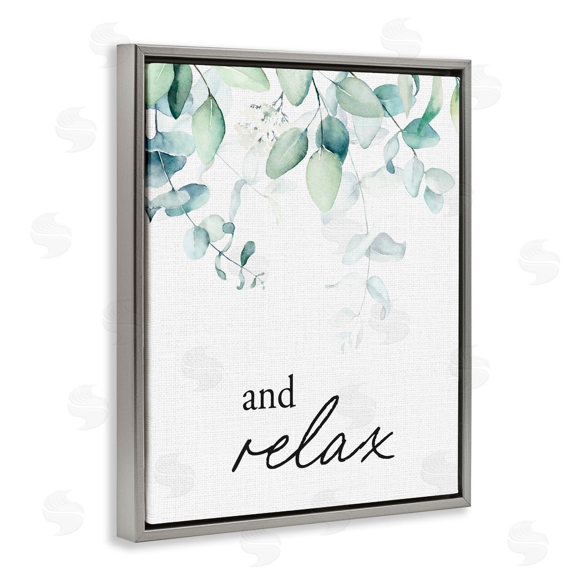 Lettered and Lined And Relax Minimal Herbs Gray Floating Frame Canvas Wall Art Print