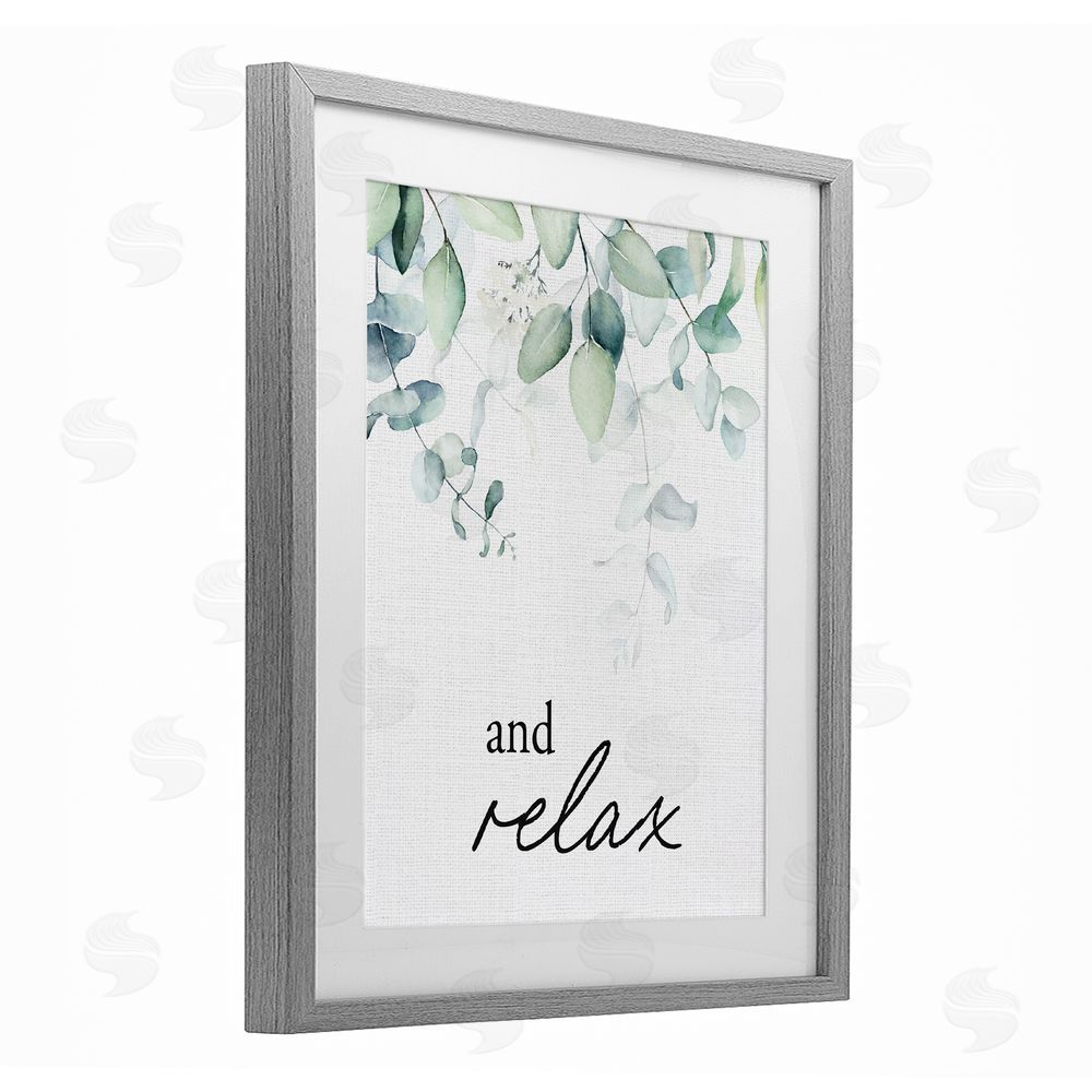 Lettered and Lined And Relax Minimal Herbs Gray Framed Print Under Glass Wall Art