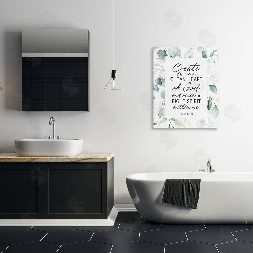 Lettered and Lined Clean Heart & Right Spirit Stretched Canvas Wall Art Print in Room
