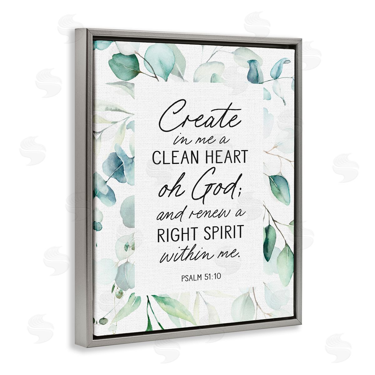 Lettered and Lined Clean Heart & Right Spirit Gray Floating Frame Canvas Wall Art Print