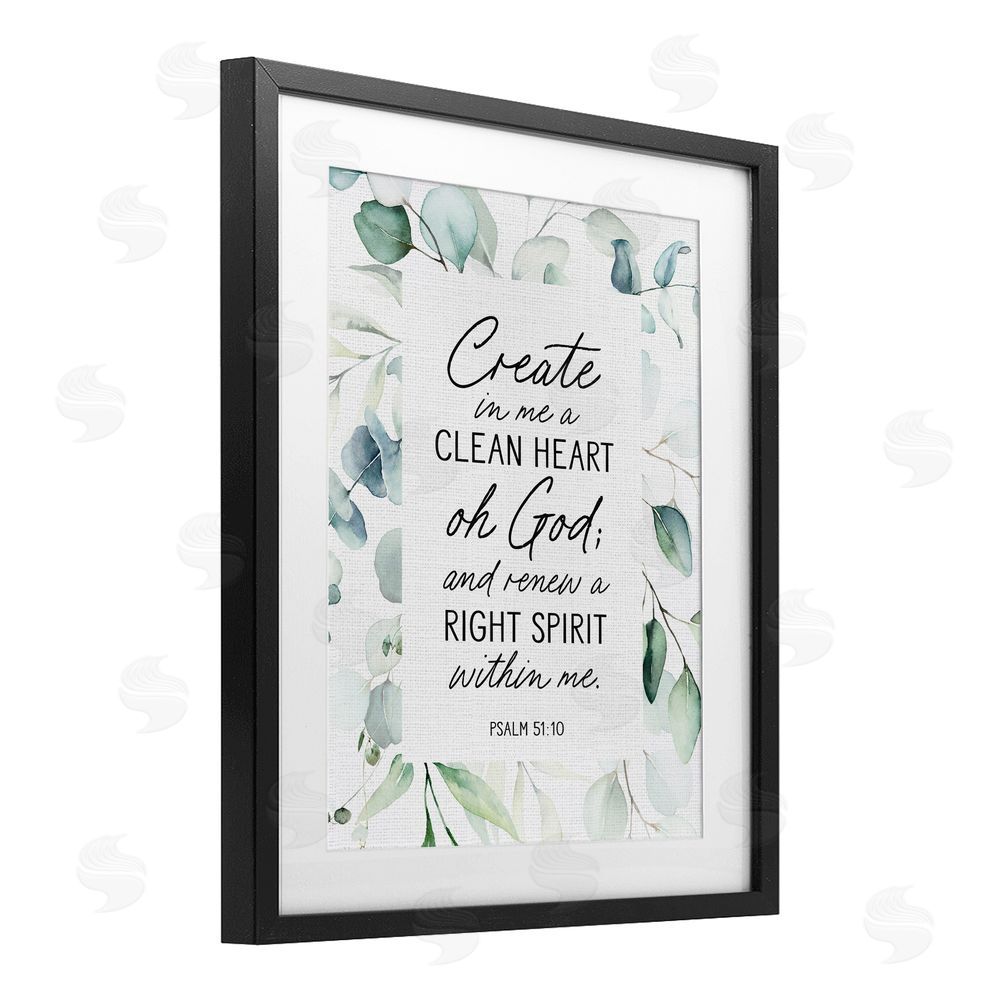 Lettered and Lined Clean Heart & Right Spirit Black Framed Print Under Glass Wall Art