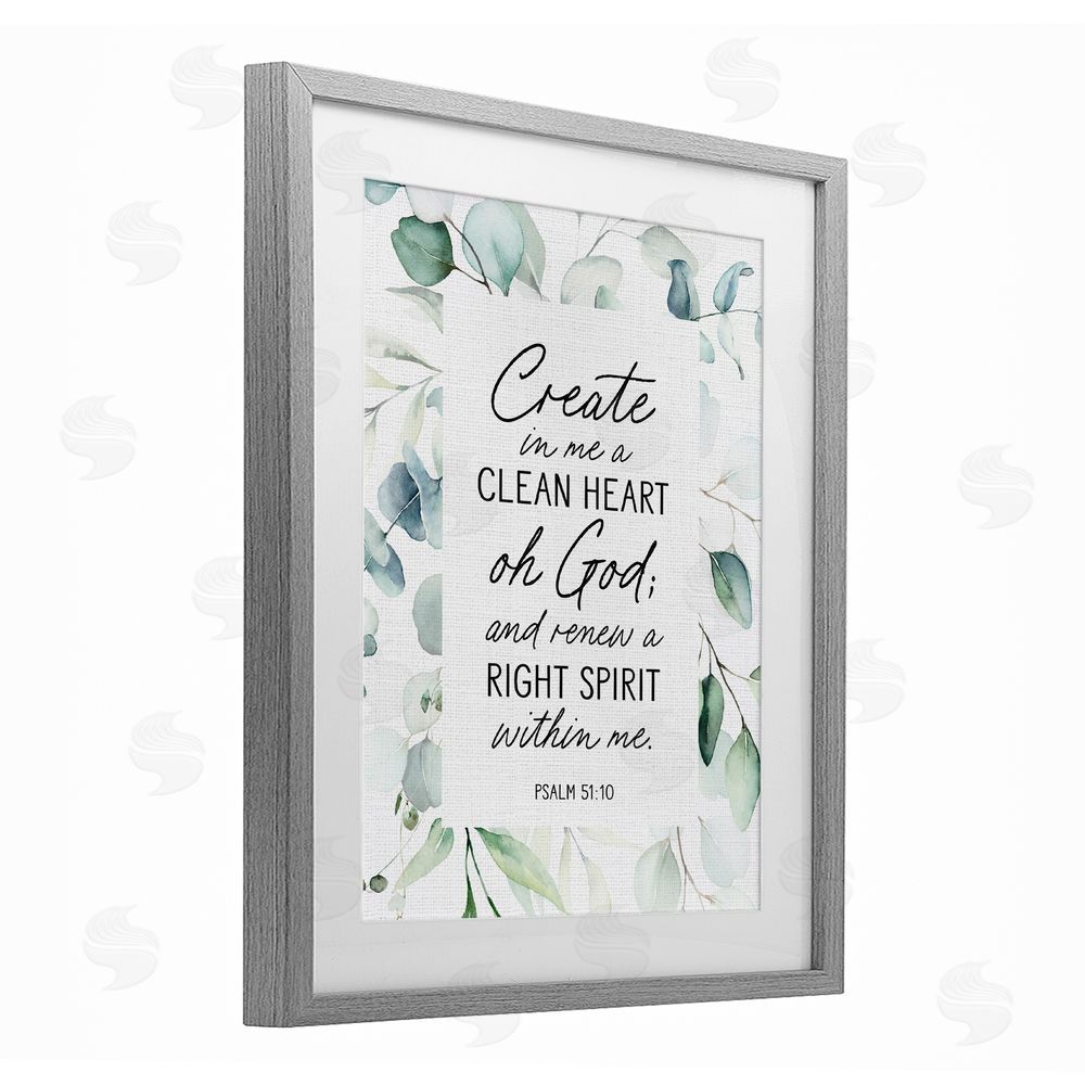 Lettered and Lined Clean Heart & Right Spirit Gray Framed Print Under Glass Wall Art